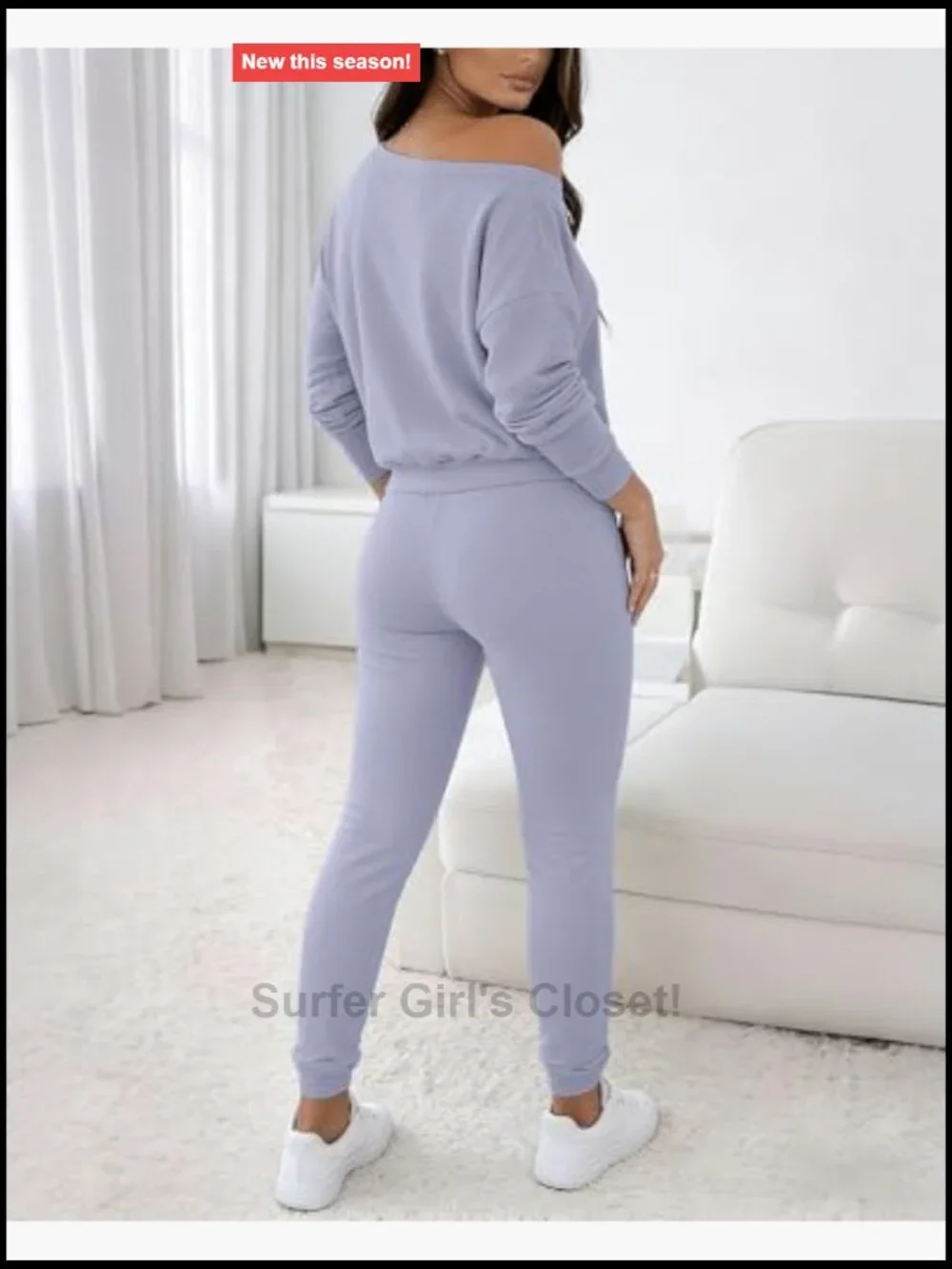 3 Piece Lounge Set - Off Shoulder Sweatshirt, Tank Top, Jogger Pants Tracksuit